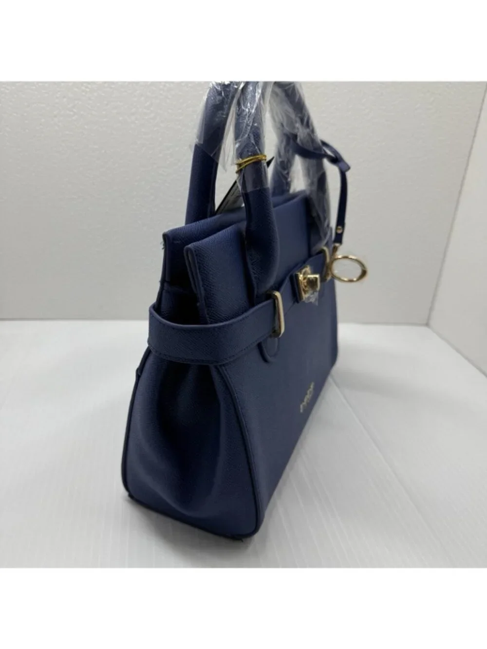 Bebe Los Angeles Evie Satchel NWT Galaxy Blue Gold Hardware Crossbody Bag Work